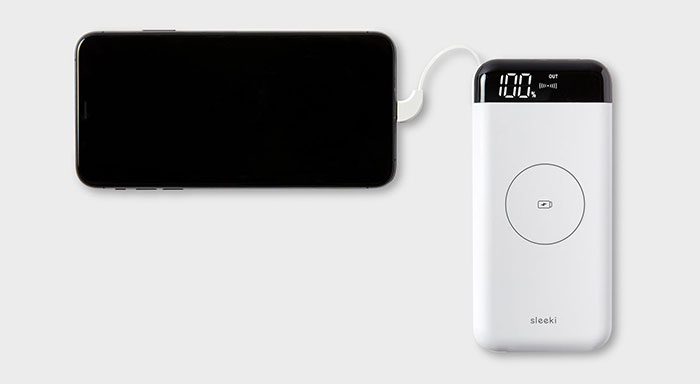 Iphone XS with White Power Bank